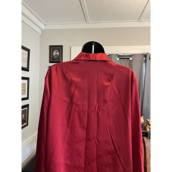 Vintage Lord And Taylor Womens Red Satin Sleep Shirt Sz Small Loose Fit Oversize - Picture 5 of 12